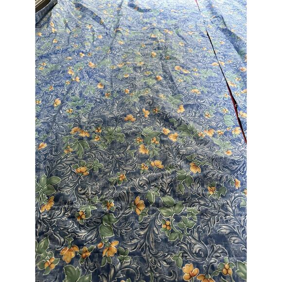 Vintage Sheridan Australia Blue Floral Lined 2 Drapes Curtains/ Valance Set 3 - Picture 8 of 16